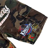 Shorts en jean patchwork camouflage pour homme, style cargo, streetwear, avec motifs graphiques, coupe courte, décontractés, pour l'été