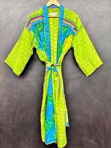 Robe kimono en soie crêpe pour femmes |   Écharpe en soie faite à la main avec taille élastique |   Vêtements de plage et de détente pour les vacances d'été, cadeau pour elle - Product Image 5