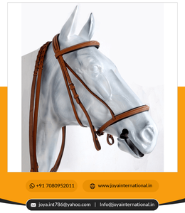 Bride de tête en cuir avec design cousu fantaisie et rênes assorties Cheval tack BR037 pliant - Product Image 3