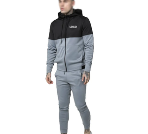 Conjunto de chándal personalizado de algodón polar para hombre, traje de dos piezas con bloques de color, traje de gimnasio de yoga unisex de lana personalizado para mujer - Product Image 1