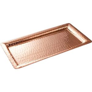 Bandeja de servicio de metal con diseño martillado chapado en oro rosa elegante y duradero, elegante bandeja para bebidas y aperitivos con fines decorativos - Product Image 1
