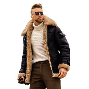 Chaqueta de Piel de Oveja para Hombre, Forro Polar Grueso y Cálido, Botones Resistentes, Prenda Exterior de Alta Calidad, Ideal para Importadores al por Mayor - Product Image 3