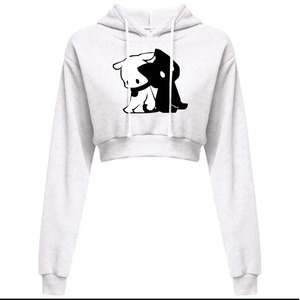 ผู้หญิงCrop Top HoodieลําลองแขนยาวHoodedสั้นเซ็กซี่พิมพ์Cropเสื้อกันหนาว 10 สีPullover Tops