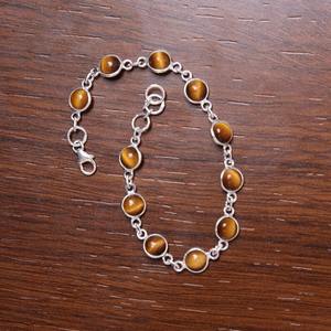 Boho Style 925 Sterling Silver Tiger Oeil de Pierres Précieuses Bracelet Bijoux Fait Main Bracelet En Argent Bijoux pour Femmes Cadeau De Mariage - Product Image 3