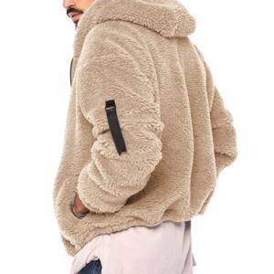 Sweat-shirts à capuche en sherpa à fermeture éclair surdimensionnés pour hommes, très vendus, personnalisables avec un tissu mélangé 100% coton, hiver - Product Image 5