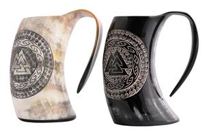 Cuerno para Beber, Estilo Medieval, Religioso, con Diseño de Animales, Pulido, Duradero, Hecho a Mano, 500 ml, Artículo de Colección, Exportador Indio, Natural - Product Image 5