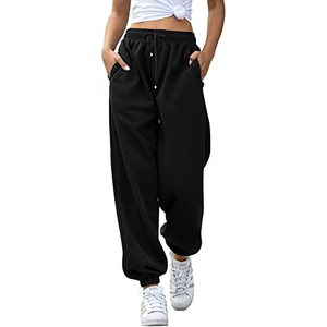 Pantalons de survêtement décontractés pour femmes avec coupe large en coton doux et respirant ceinture élastique pantalon décontracté élégant pour salon de gym - Product Image 1