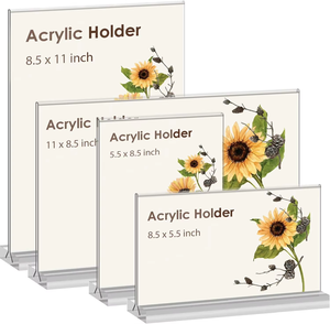 Soporte de acrílico personalizado de 4x6 pulgadas, estantes de exhibición verticales de doble cara, soporte de mesa transparente para el hogar, oficina, restaurantes, tienda - Product Image 1