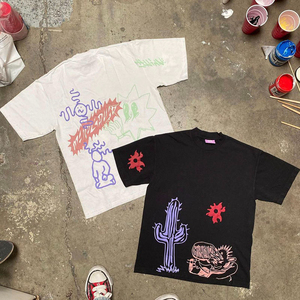 เสื้อยืดและกางเกงขาสั้นใส่ได้ทั้งชายและหญิงชุดเสื้อครอปผ้าฝ้ายสองชิ้นโอเวอร์ไซส์สำหรับ100% - Product Image 5