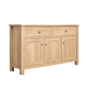 Buffet en teck massif de qualité export, moderne, 2 tiroirs, 3 étagères, écologique, durable, pour salon, appartement, hôtel - Product Image 2