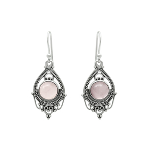 Pendientes colgantes étnicos de piedras preciosas de cuarzo rosa Natural de Plata de Ley 925 de nuevo diseño más vendidos para mujeres y niñas proveedores a granel - Product Image 1