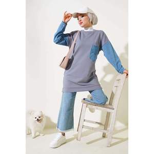 Denim Garnished Two Rope Tunic <b>Slate</b> Gray - Product Image 4