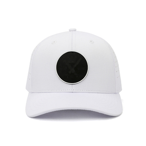 Venta caliente personalizada 6 paneles blanco unisex, poliéster/algodón bordado láser perforado agujero goma parche gorra de béisbol sombreros deportivos - Product Image 2