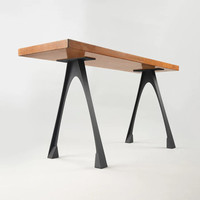 Pied de table réglable en acier inoxydable noir thermolaqué, base de table à manger au design moderne pour extérieur, atelier, salon, appartement