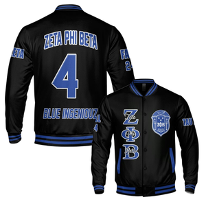 Zeta phi เสื้อแจ็กเก็ต1920สีฟ้าขาวก่อตั้งชมรมเลตเทอร์แมน zpb Greek Life chenille Patch Style - Product Image 6