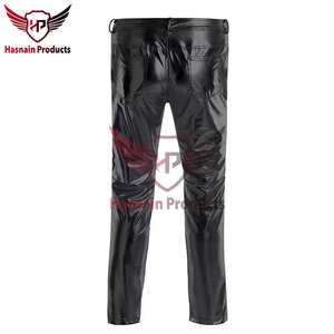 Pantalones de cuero genuino acampanados duraderos para hombre personalizados OEM, ropa de calle informal de Color sólido, bolsillos cortavientos ligeros - Product Image 2