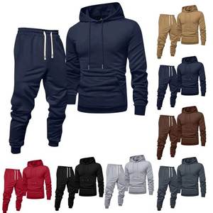 Sudadera con capucha y pantalones para correr de color sólido de otoño e invierno para hombre, conjunto de dos piezas, ropa deportiva informal de moda para exteriores, chándal para hombre - Product Image 5