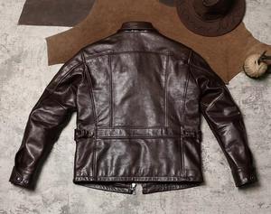 Abrigo de Cuero para Hombre, Estilo Táctico, Doble Botonadura, Cortavientos de Piel de Caballo - Product Image 4