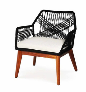 Chaise en bois d'acacia tressé, moderne, durable, écologique, résistante aux intempéries, élégante, pour salon, confortable - Product Image 5
