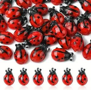Factory Wholesale Multicolored DIY <b>Bracelet</b> <b>Cute</b> Lamp Work Murano Glass Ladybug Beads for Jewelry Making - Product Image 3