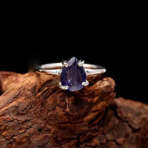 Kynite Stone Bague fine en argent sterling 925 avec bandeau minimaliste coupe poire pour elle Idées de cadeaux d'anniversaire de fiançailles de mariage classique - Product Image 4