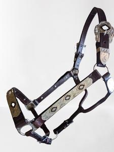 Halter de equitación inglés de cuero Premium de alta calidad con herrajes chapados en plata fina pesada Productos de caballo combinados en blanco y negro - Product Image 5