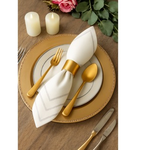 Platos de Presentación Redondos de Metal Dorado Mate de Lujo, Platos Decorativos de Latón para Decoración de Bodas, Eventos y Vajilla de Alta Cocina - Product Image 1