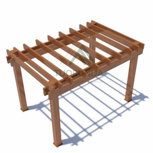 عريشة من الألومنيوم بسقف على شكل فناء من الخشب - Product Image 1