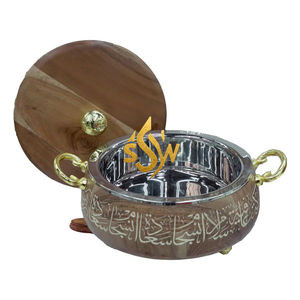 Party Food <b>Warmer</b> Wooden Made Calligraphy Design Metal Insulated Hot Pot Casserole Dish for <b>Buffet</b> Wedding & Hotel Serving - Product Image 1