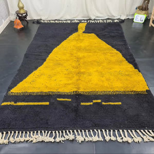 Handmade Black And Mustard Beni Ourain <b>Rug</b> Abstract Mustard Berber Handwoven Area Wool Bohemian Carpet 2025 New Latest Designs - Product Image 1
