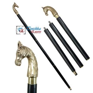 Bastón de Madera Ajustable de 3 Secciones con Mango de Cabeza de Caballo Pulido en Latón, Estilo Art Deco Negro de Alta Calidad, para Personas Mayores, Precio al por Mayor - Product Image 2