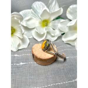 Bracelet manchette tendance en agate BB et argent sterling, fait main par des artisans Navajo - Product Image 3