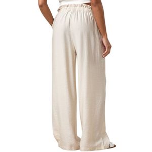 Pantalones Anchos de Mujer Color Marfil con Cordón, Pantalones Casuales de Moda con Cordón, Corte Holgado, Ligeros, para Uso Diario - Product Image 2