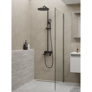 HERA Rainshower System with Single-lever <b>Shower</b> Mixer Set 8203 <b>Matt</b> Black Round Rain <b>Shower</b> Head - Product Image 1
