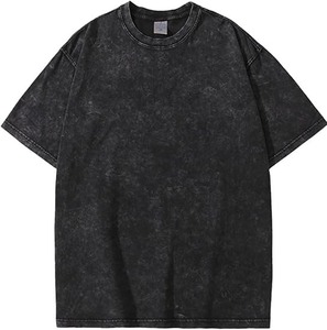 Vintage Oversized Acid Wash Streetwear Camisetas desgastadas 100% algodón Tallas grandes Camisetas para hombres con logotipo de hip-hop personalizado - Product Image 1