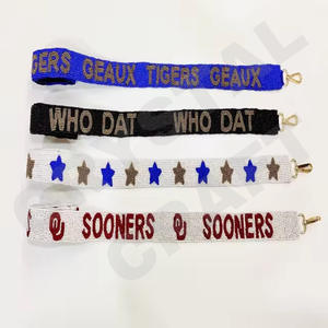 Para Auburn, correa de monedero con cuentas personalizada, correas de bolso con cuentas de semilla de oro blanco, accesorios de moda para bolsos - Product Image 2