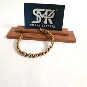 Twisted Dual Tone <b>Copper</b> <b>Bangle</b> Adjustable Open Cuff Handmade Traditional Lightweight Craft for <b>Men</b> Women Daily & Festive Wear - Product Image 3
