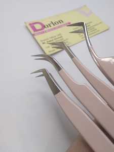 Nude Beij Pince à cils Logo privé Acier inoxydable C Pince à épiler à extension de cils coudée semi incurvée pour cils. - Product Image 3