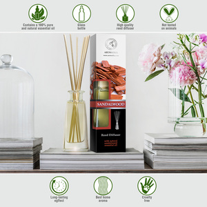 Diffuseur de parfum Aromatika Bois de Santal 100ml avec huile essentielle naturelle, parfum d'ambiance boisé longue durée - Product Image 3