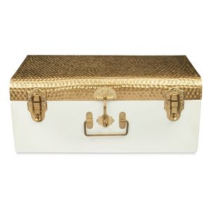 Gold Hammered Design Metal Trunk <b>Storage</b> <b>Box</b> Home <b>Decor</b> Cloths <b>Storage</b> Usage In Best Price - Product Image 1