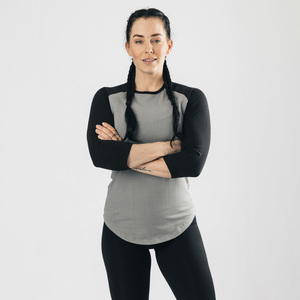 T-shirt femme coupe ajustée raglan 3 par 4 manches 100% coton T-Shirt personnalisé Logo bouffant impression Appliques décoration T-Shirt femme - Product Image 2