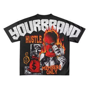 Verano de alta calidad diseño personalizado impresión gráfica Color sólido Hip Hop antiarrugas unisex 100% camisetas de algodón - Product Image 4