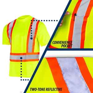 <b>Reflective</b> Stripes Hi Vis Workwear Construction Hi Vis Safety Work T Shirt Half Sleeve <b>Reflective</b> High Visibility Tshirt - Product Image 6