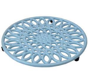 Dessous de plat en métal bleu personnalisé, antidérapant, résistant à la chaleur, protection de la casserole et de la marmite pour la table à manger de la cuisine - Product Image 1