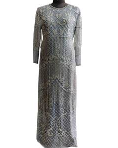 Haute qualité luxe femmes fête o-cou taille tombée artisanat à la main perlé frangé broderie argent Sequin Sexy parole longueur - Product Image 1