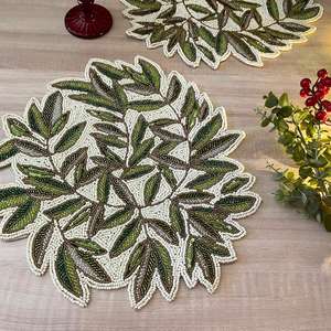 Manteles Individuales con Cuentas, Hechos a Mano, de Algodón, Diseño Redondo Adornado, Venta al por Mayor Directa de Fábrica - Product Image 2