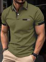 Polo à col à revers pour homme-Manches courtes, léger étirement, détails de boutons,- Summer Casual Wear