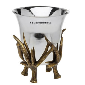 Seau décoratif de conception fantaisie avec poignée en bois de cerf pour événement et fêtes d'anniversaire seau couleur argent - Product Image 6