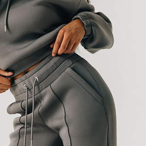 Conjunto de 2 Piezas de Sudadera con Capucha Holgada y Pantalones Deportivos Grises con Hombros Caídos, Diseño Nuevo, Chándal Informal para Mujer - Product Image 6