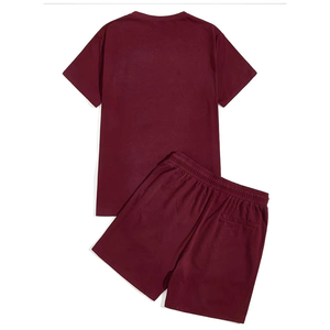 Ensemble de short de fitness unisexe de haute qualité 100% coton avec logo personnalisé conception solide saison d'été jogging chemise bas actifs - Product Image 2